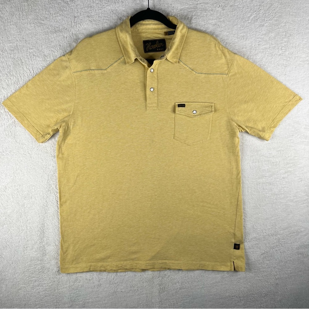 Howler Brothers Yellow Short-Sleeve Polo with Chest Pocket